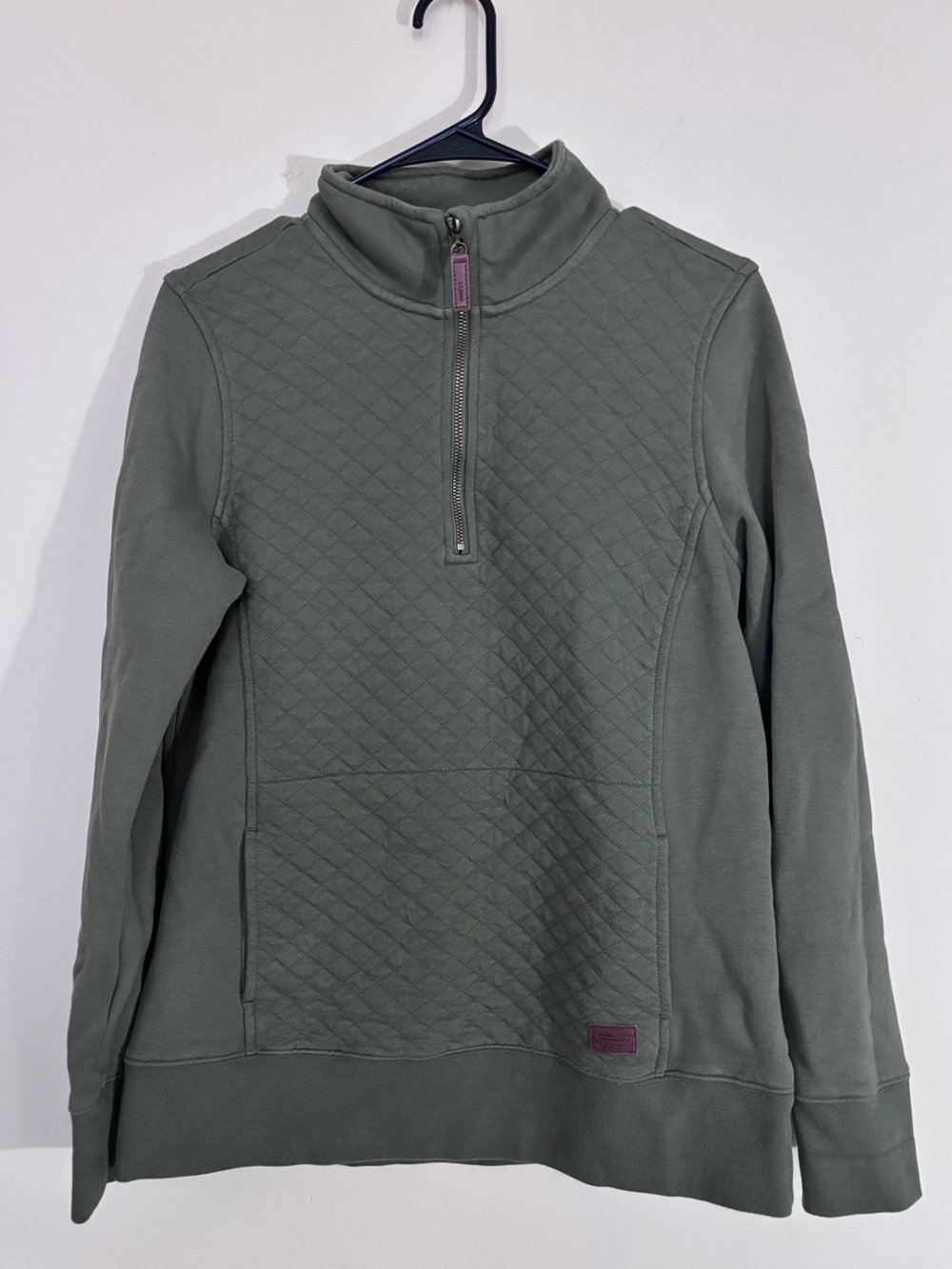 L.L.Bean Quilted Quarter Zip Pullover Sweatshirt Olive Green Women’s S